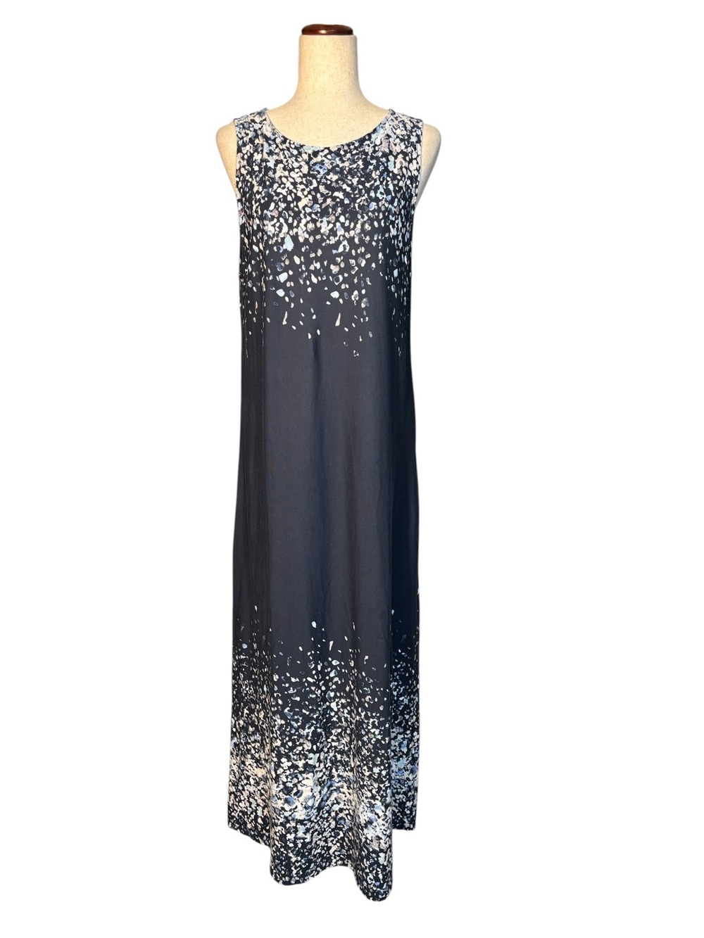 Pure Jill J Jill Navy Abstract Print Sleeveless Maxi Dress Large